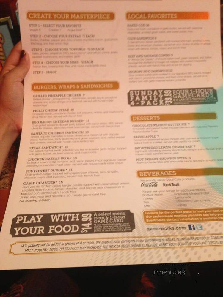 GameWorks Schaumburg-Chicago - Schaumburg, IL menu_pic