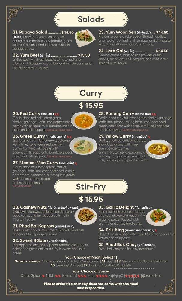Irene Thai Cuisine - Woodinville, WA menu_pic