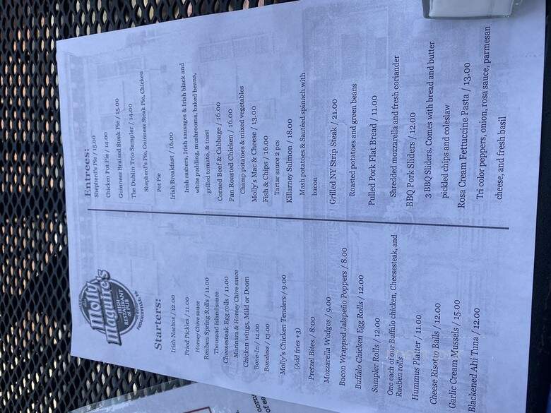 Molly Maguire's Irish Restaurant & Pub - Phoenixville, PA menu_pic