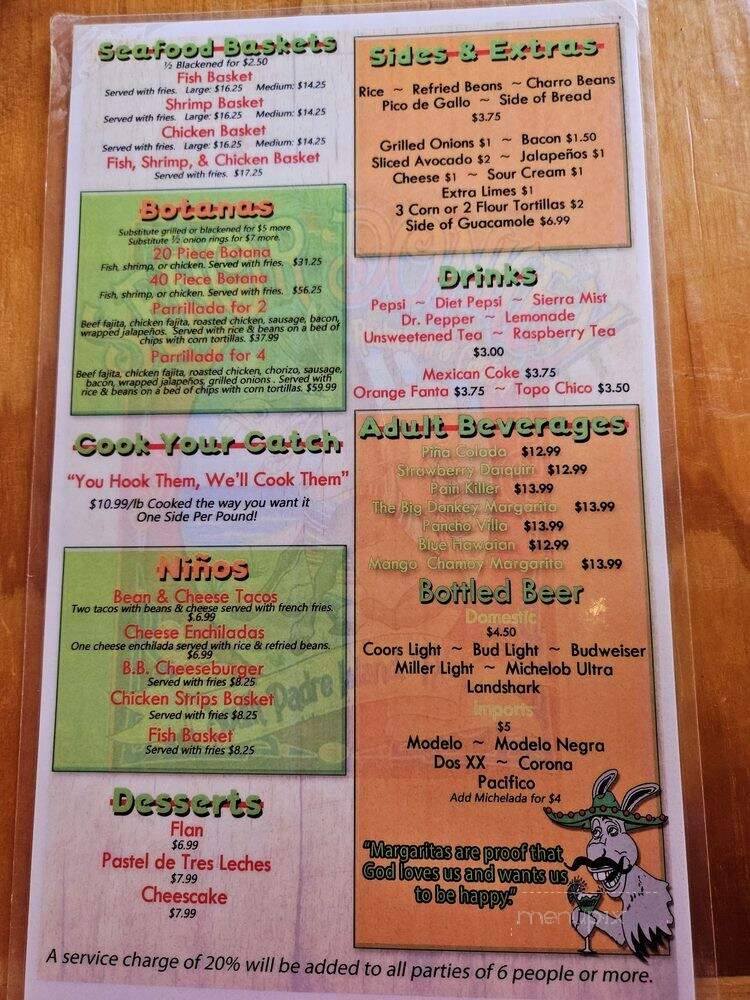 The Big Donkey - South Padre Island, TX menu_pic