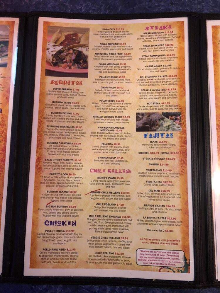 Senor Bravo - Winston Salem, NC menu_pic