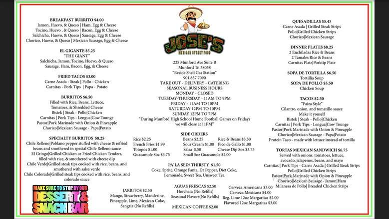 Los Reyes - Atoka, TN menu_pic