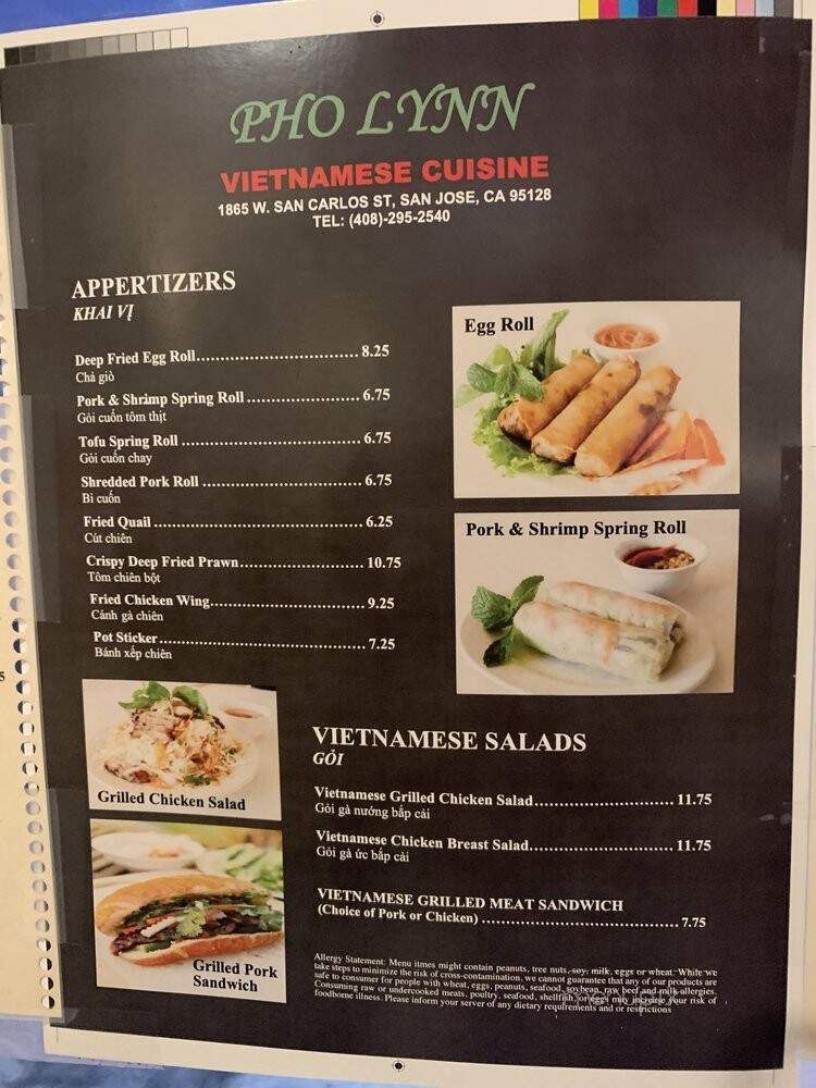Pho Kim Huong - San Jose, CA menu_pic