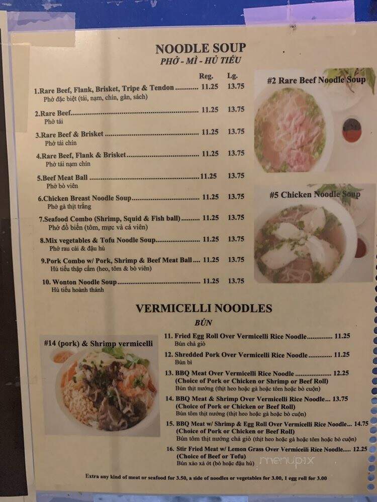Pho Kim Huong - San Jose, CA menu_pic