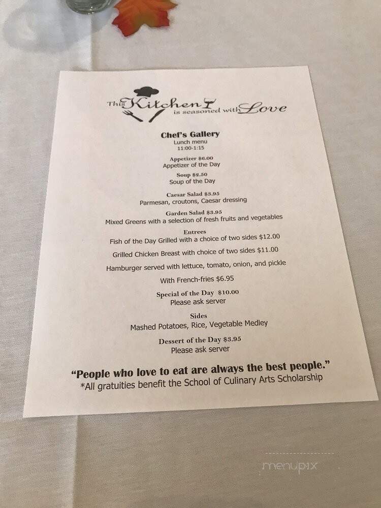 Chef's Gallery - Dallas, TX menu_pic