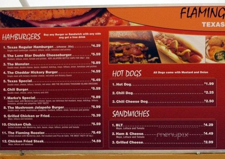 Flaming Burger - Dallas, TX menu_pic