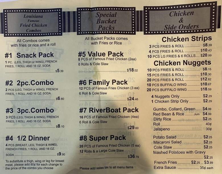 Lousiana Fried Chicken - Long Beach, CA menu_pic