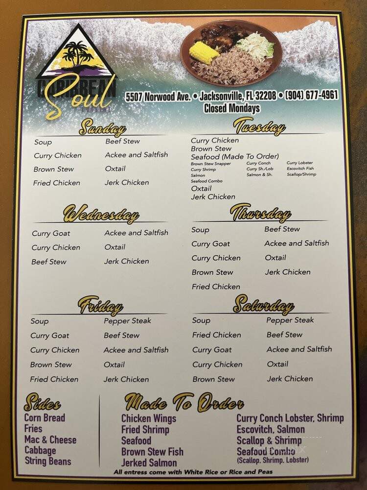 Caribbean Soul & Beyond - Jacksonville, FL menu_pic