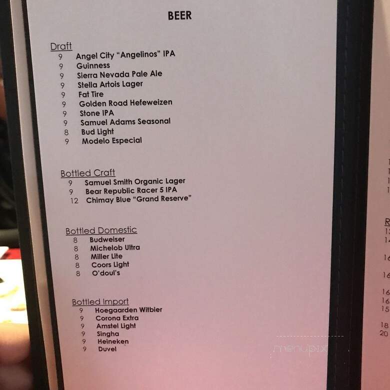 The Mixing Room - Los Angeles, CA menu_pic
