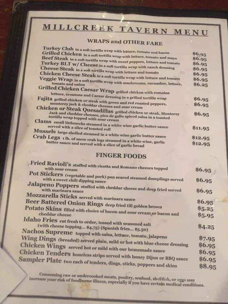 Millcreek Tavern - Philadelphia, PA menu_pic