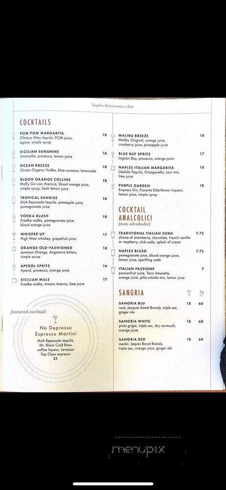 Naples Ristorante e Pizzeria - Anaheim, CA menu_pic