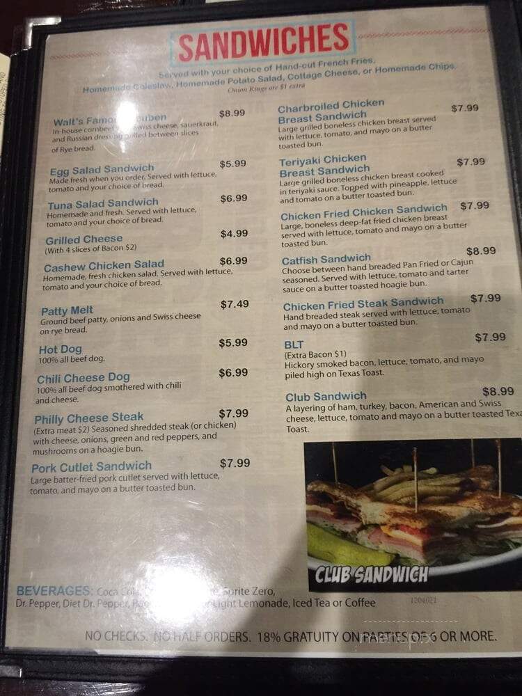 Walt's Sports Bar Grill - Wichita, KS menu_pic