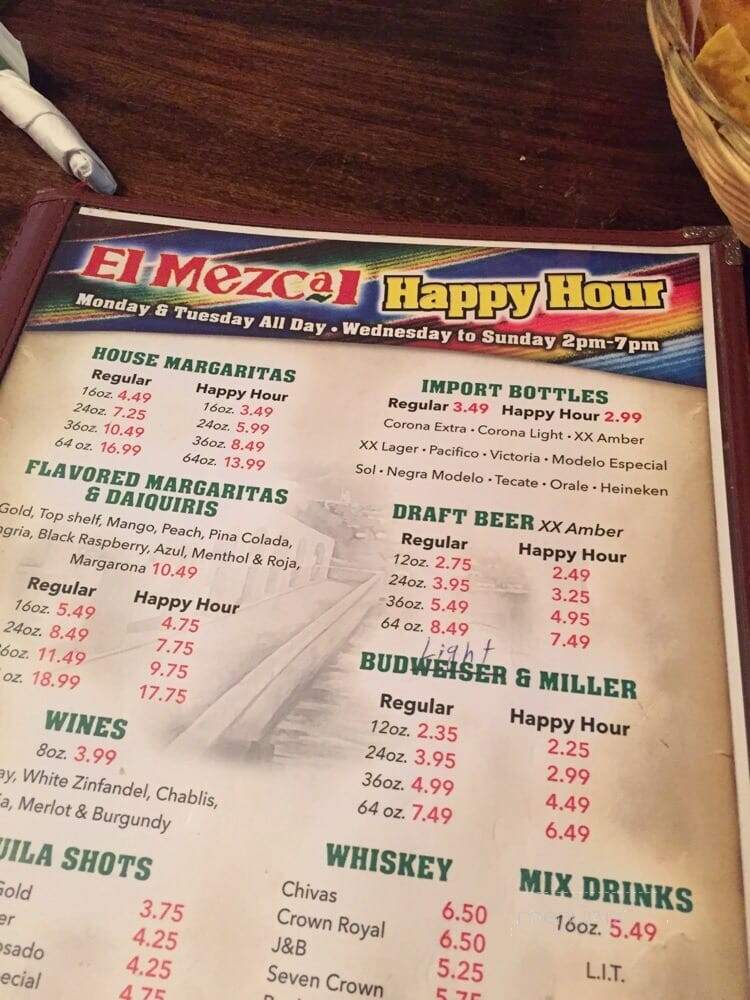 El Mezcal - Knoxville, TN menu_pic