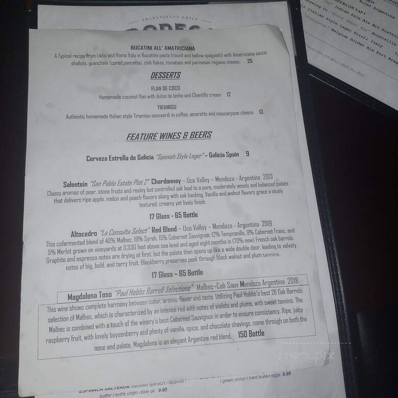 Malbec - Toluca Lake, CA menu_pic