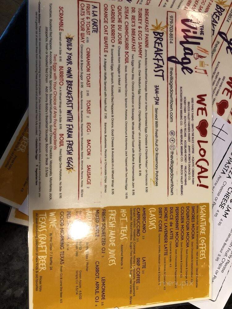 The Village Cafe - Bryan, TX menu_pic