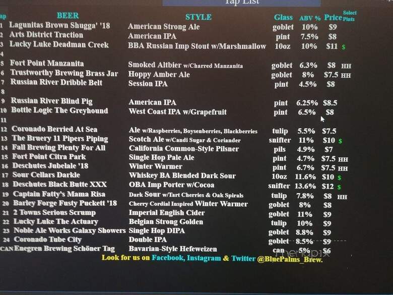 Blue Palms Brewhouse - Los Angeles, CA menu_pic