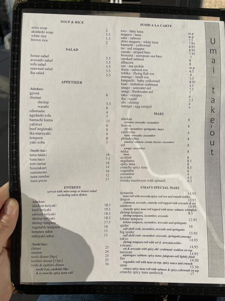 Umai - Lansdale, PA menu_pic
