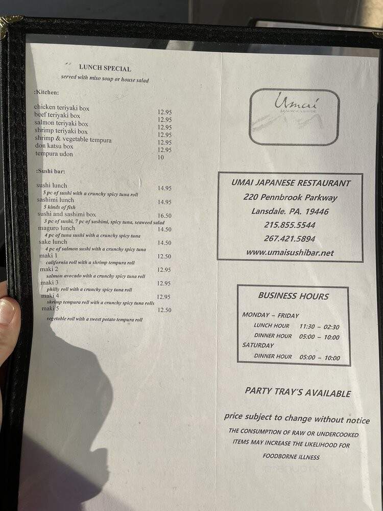 Umai - Lansdale, PA menu_pic