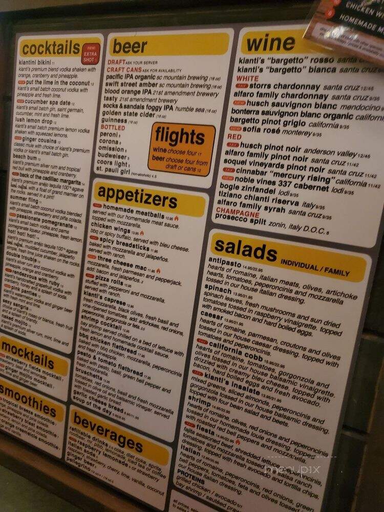 Kianti's Pizza & Pasta Bar - Santa Cruz, CA menu_pic