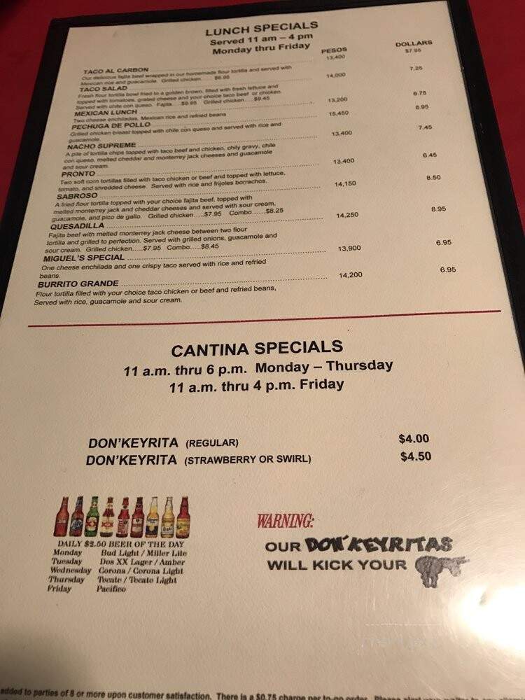 Don'Key's Mexican Food - Pasadena, TX menu_pic