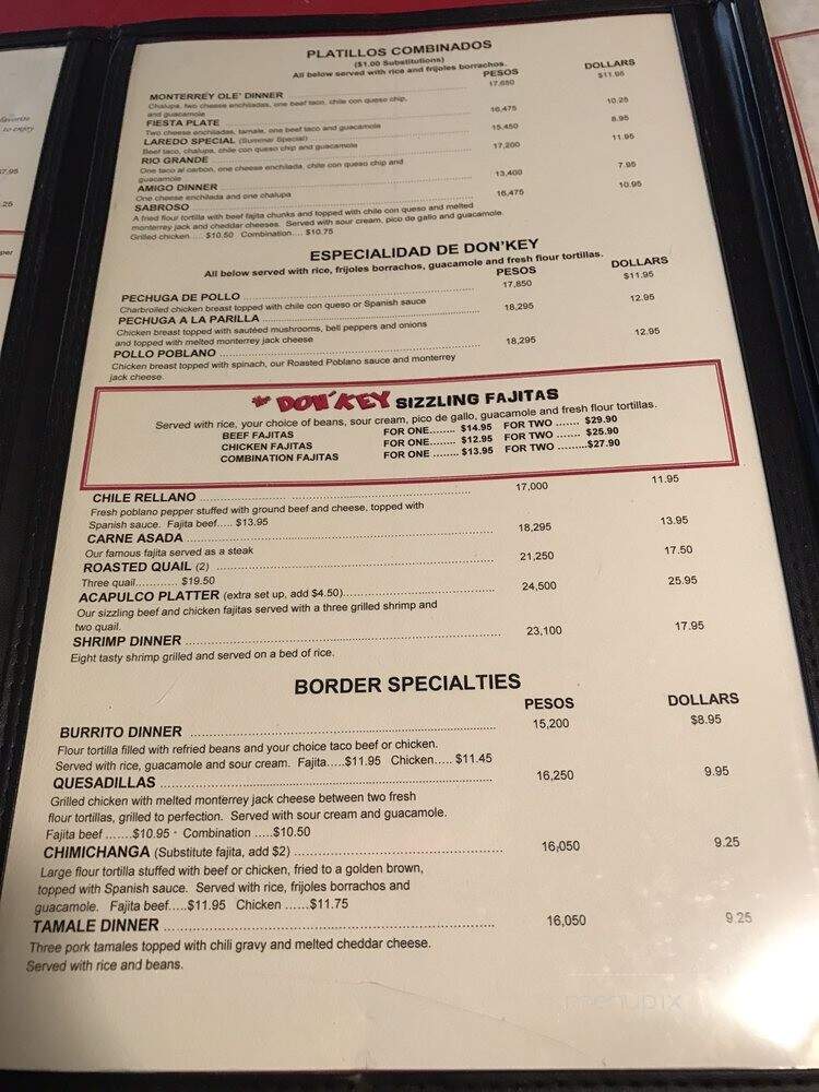 Don'Key's Mexican Food - Pasadena, TX menu_pic