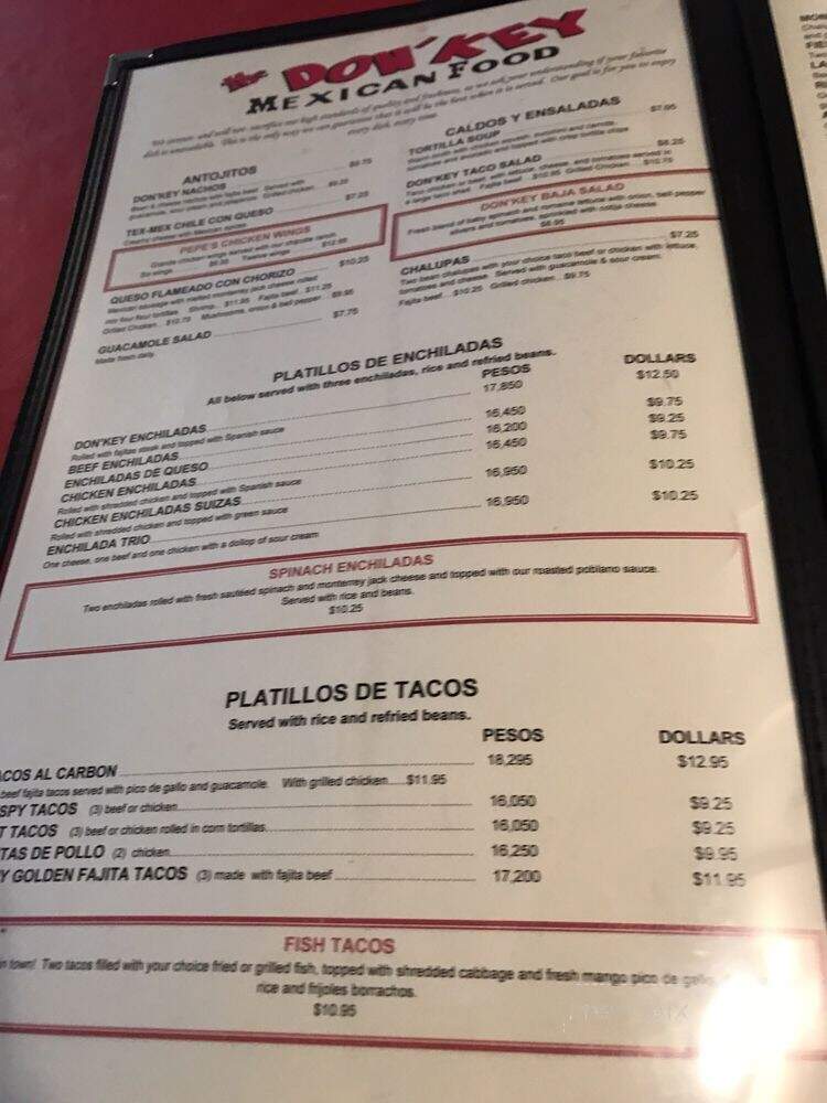 Don'Key's Mexican Food - Pasadena, TX menu_pic