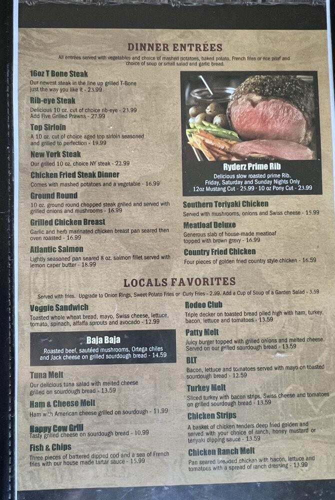 Ryder's - Oakdale, CA menu_pic