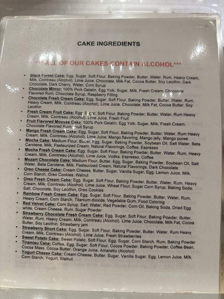 Mozart Bakery - Dallas, TX menu_pic