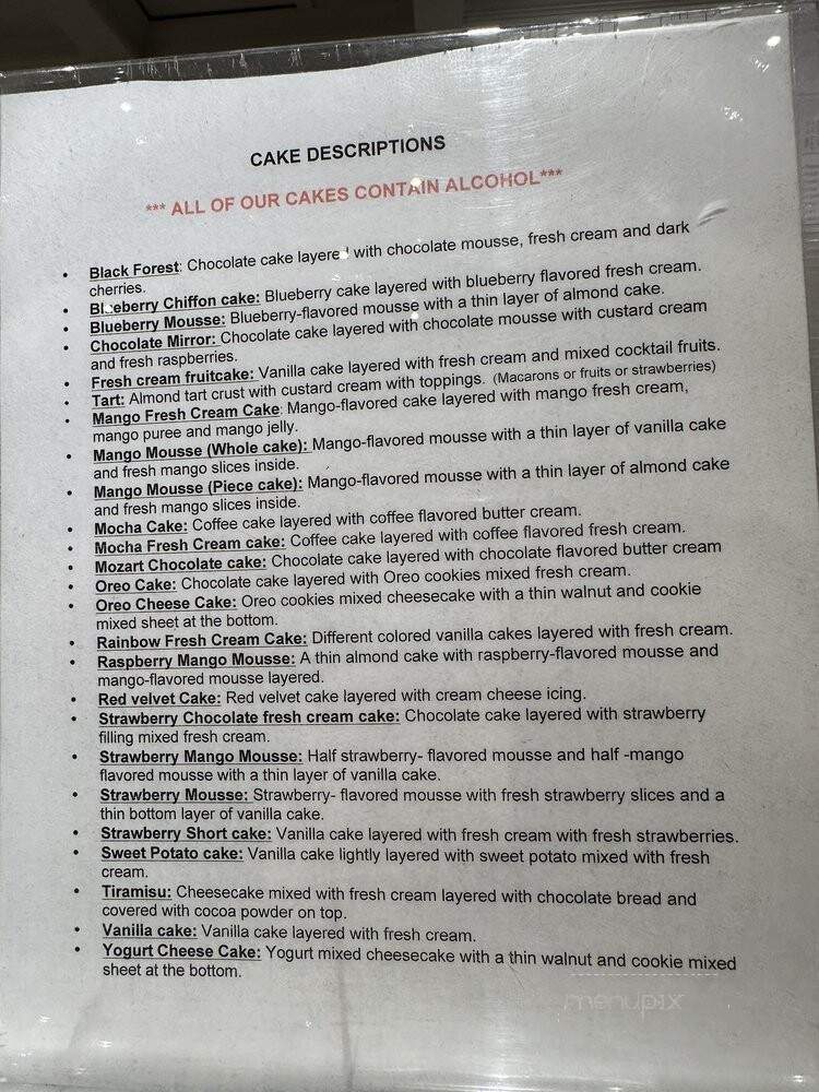 Mozart Bakery - Dallas, TX menu_pic