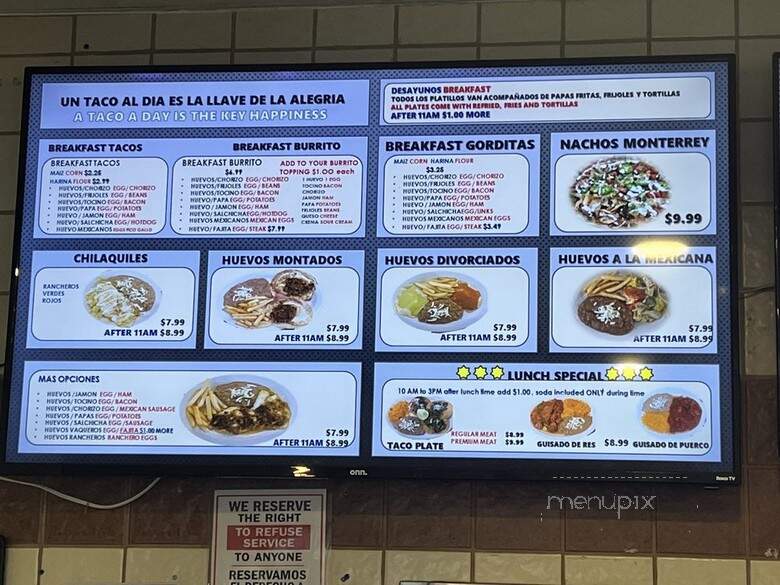 Pancho Taco - Arlington, TX menu_pic