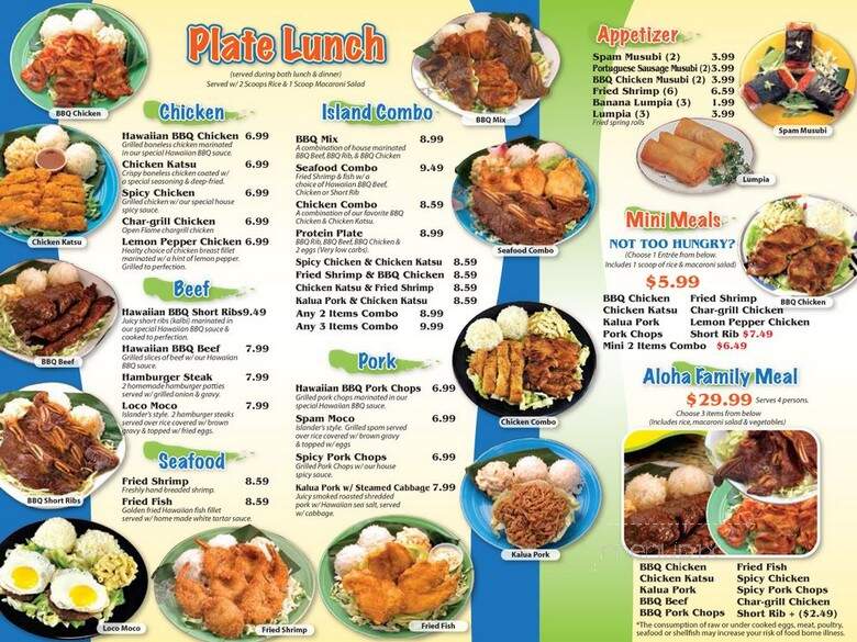 Aloha Hawaiian BBQ - El Paso, TX menu_pic
