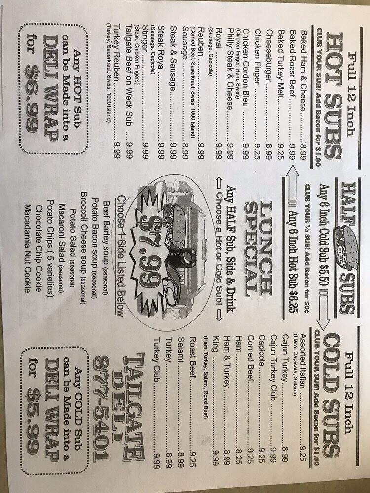 Tail Gate Deli - Buffalo, NY menu_pic