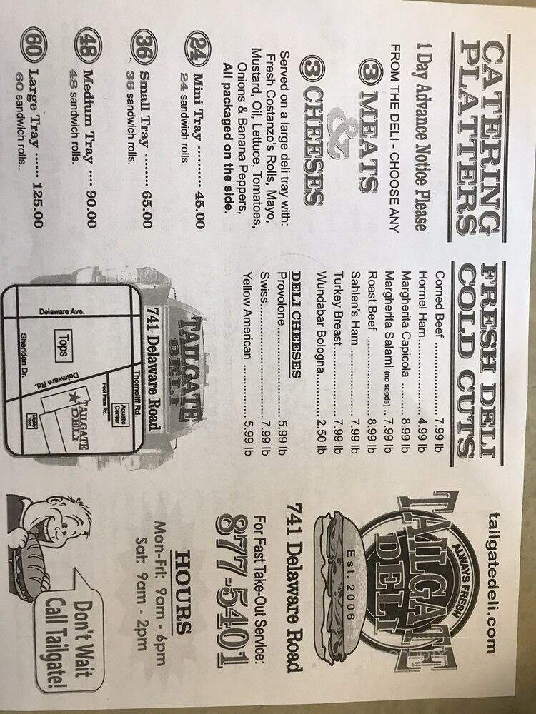 Tail Gate Deli - Buffalo, NY menu_pic
