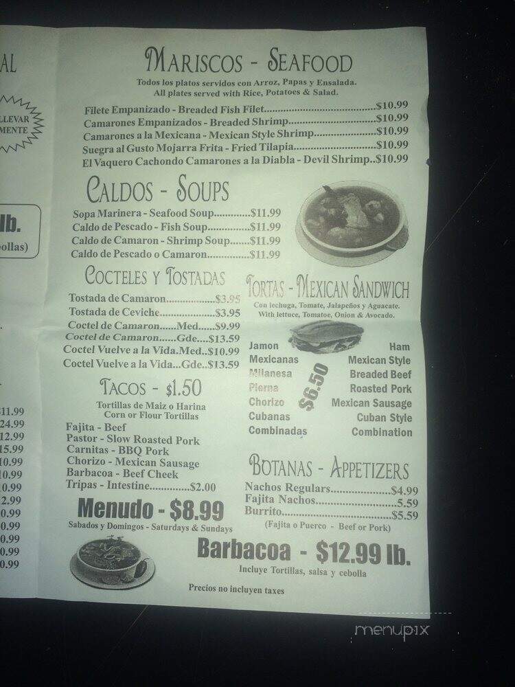 Taqueria Mi Mexico - Arlington, TX menu_pic