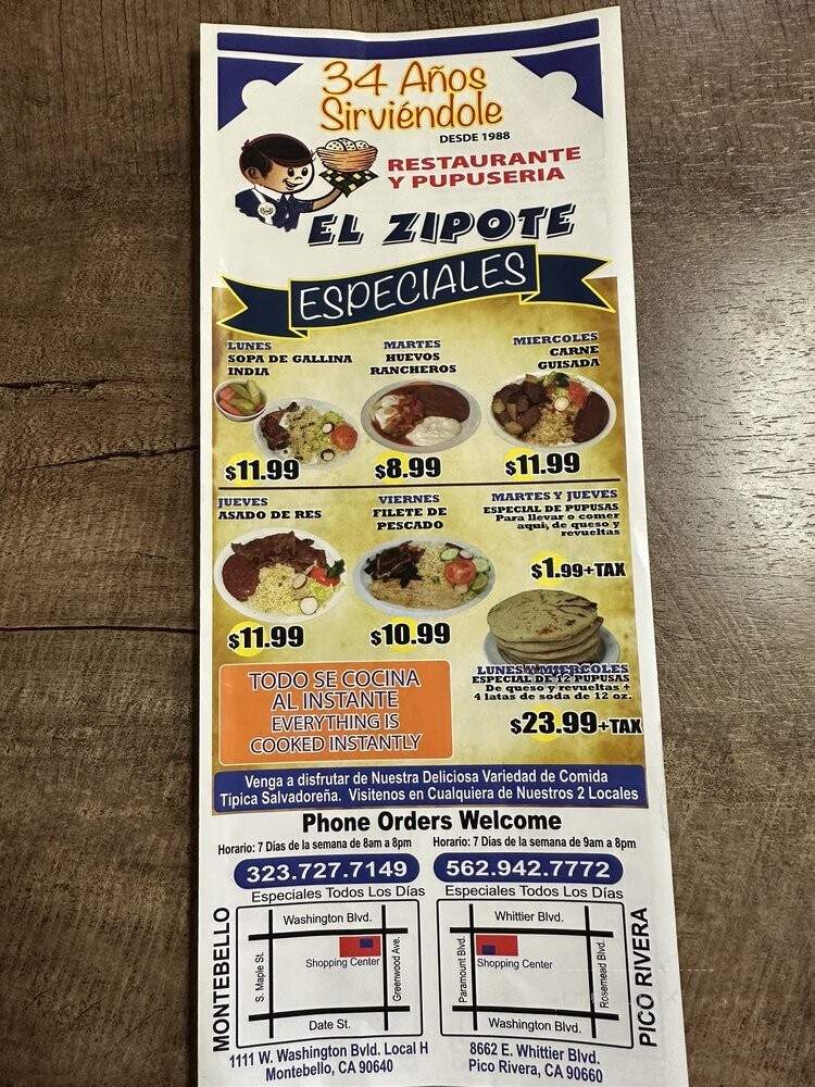El Zipote - Pico Rivera, CA menu_pic