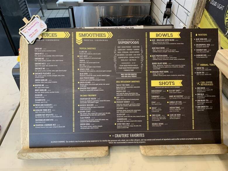 Juice Bar - Los Angeles, CA menu_pic