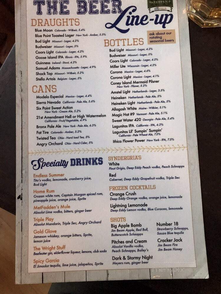 McFadden's Citifield - Corona, NY menu_pic