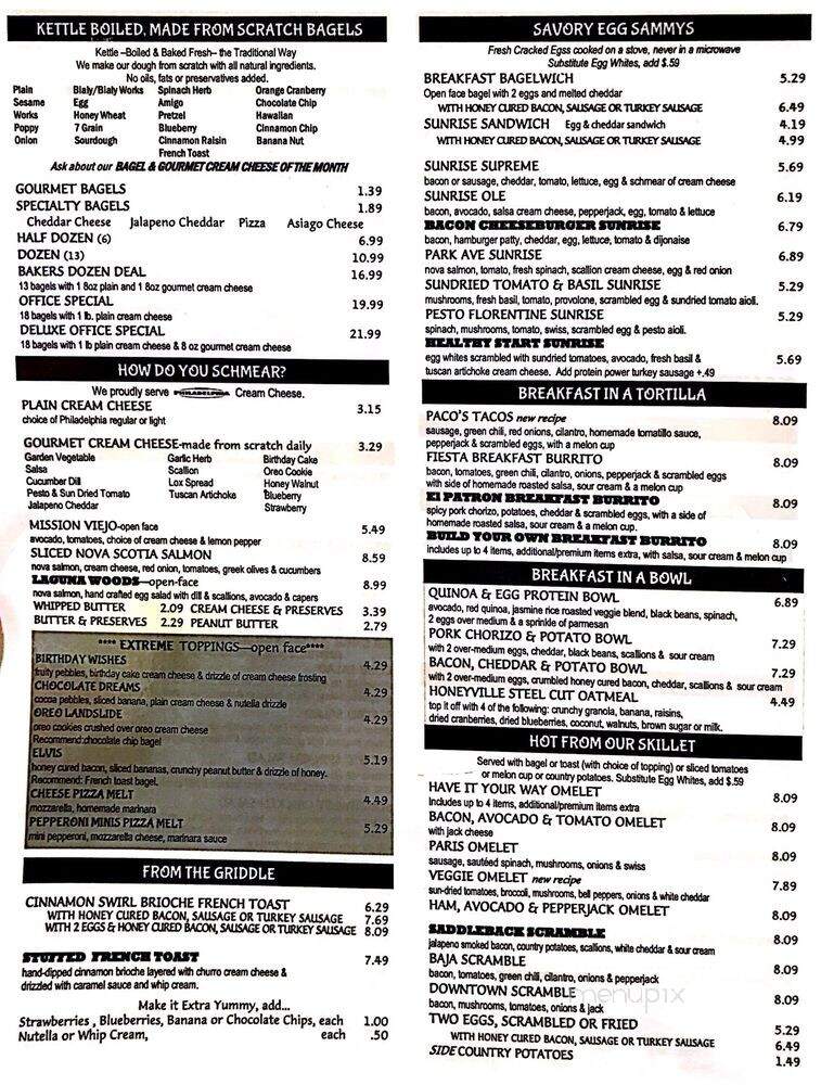 Bagels & Brew - Mission Viejo, CA menu_pic