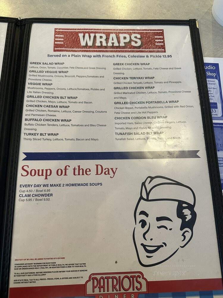 Patriot Diner - Woonsocket, RI menu_pic