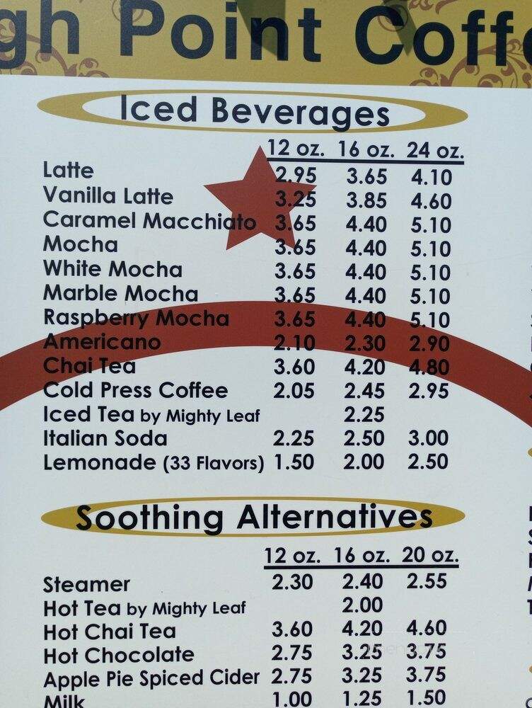 High Point Coffee - West Jordan, UT menu_pic