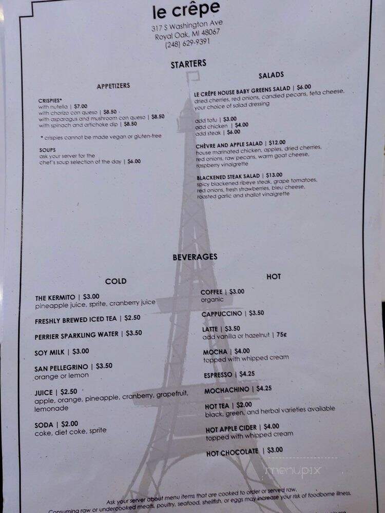What Crepe - Royal Oak, MI menu_pic