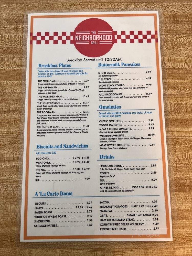 Neighorhood Grill - Olive Branch, MS menu_pic