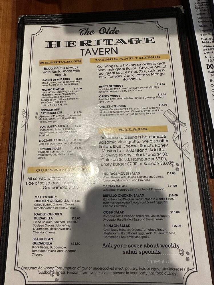 Old Heritage Tavern - Lenox, MA menu_pic