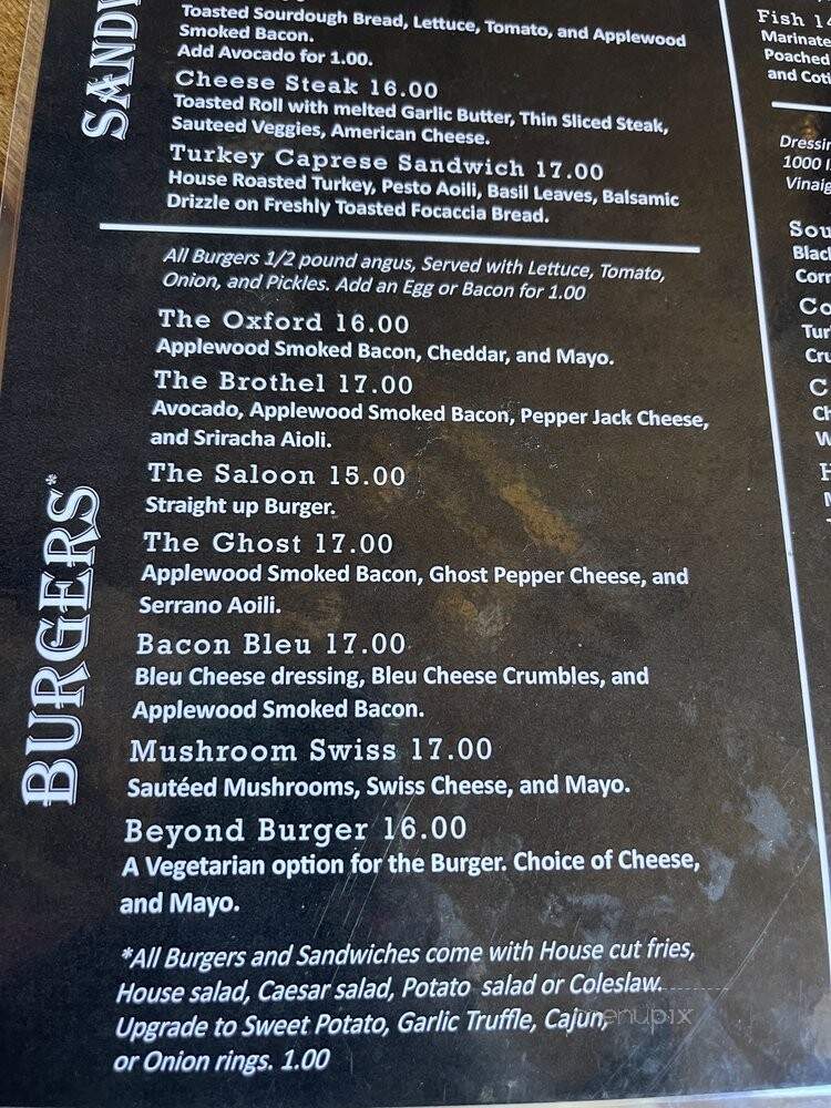 Oxford Saloon - Snohomish, WA menu_pic