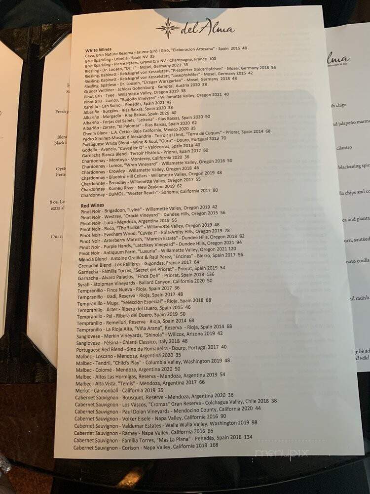 Del Alma - Corvallis, OR menu_pic