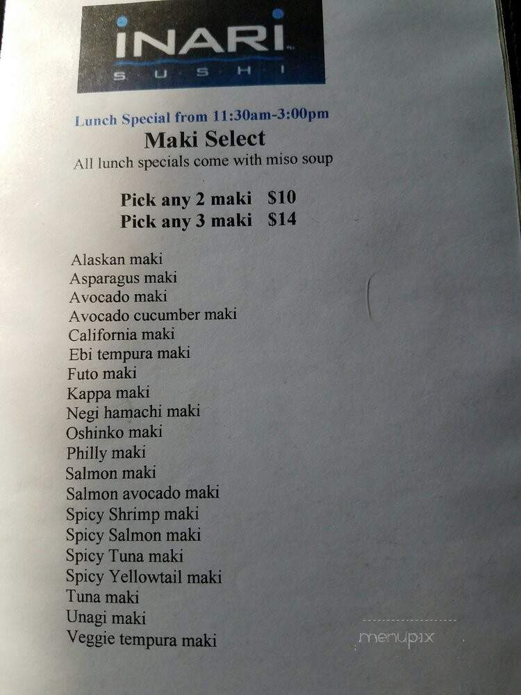 Inari Sushi - Elmwood Park, IL menu_pic