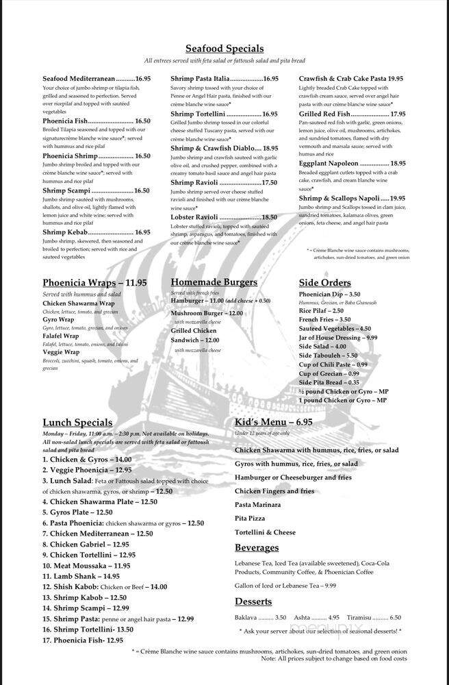 Cafe Phoenicia - Denham Springs, LA menu_pic
