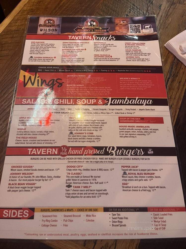 Johnny's Tavern - Kansas City, MO menu_pic