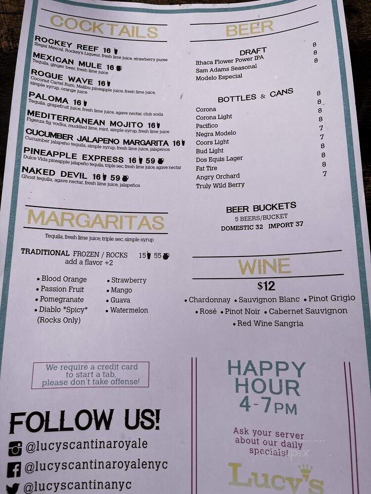 Lucy's Cantina Royale - New York, NY menu_pic
