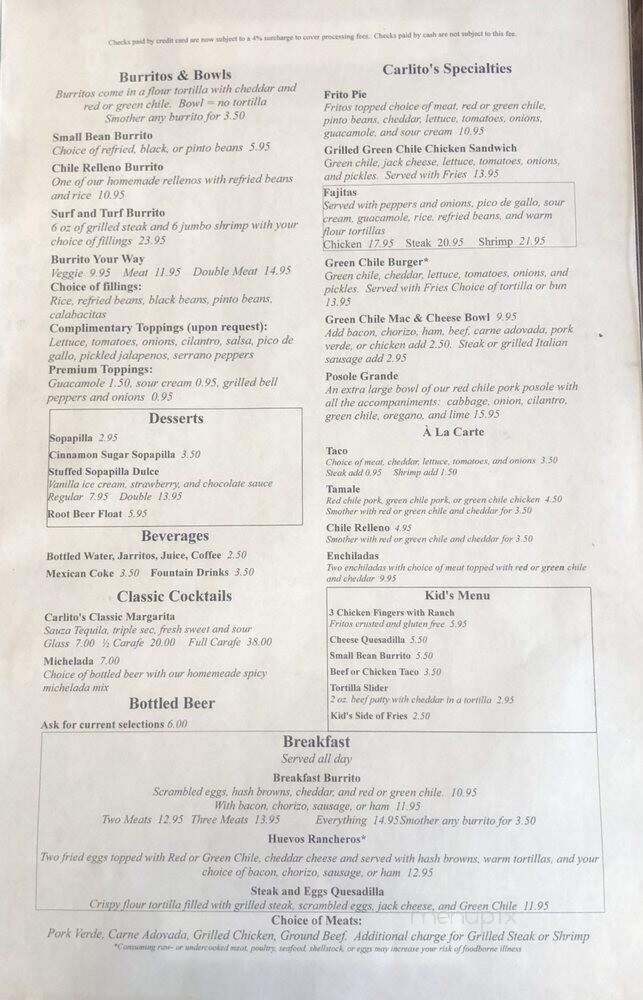 Carlito's - Las Vegas, NV menu_pic